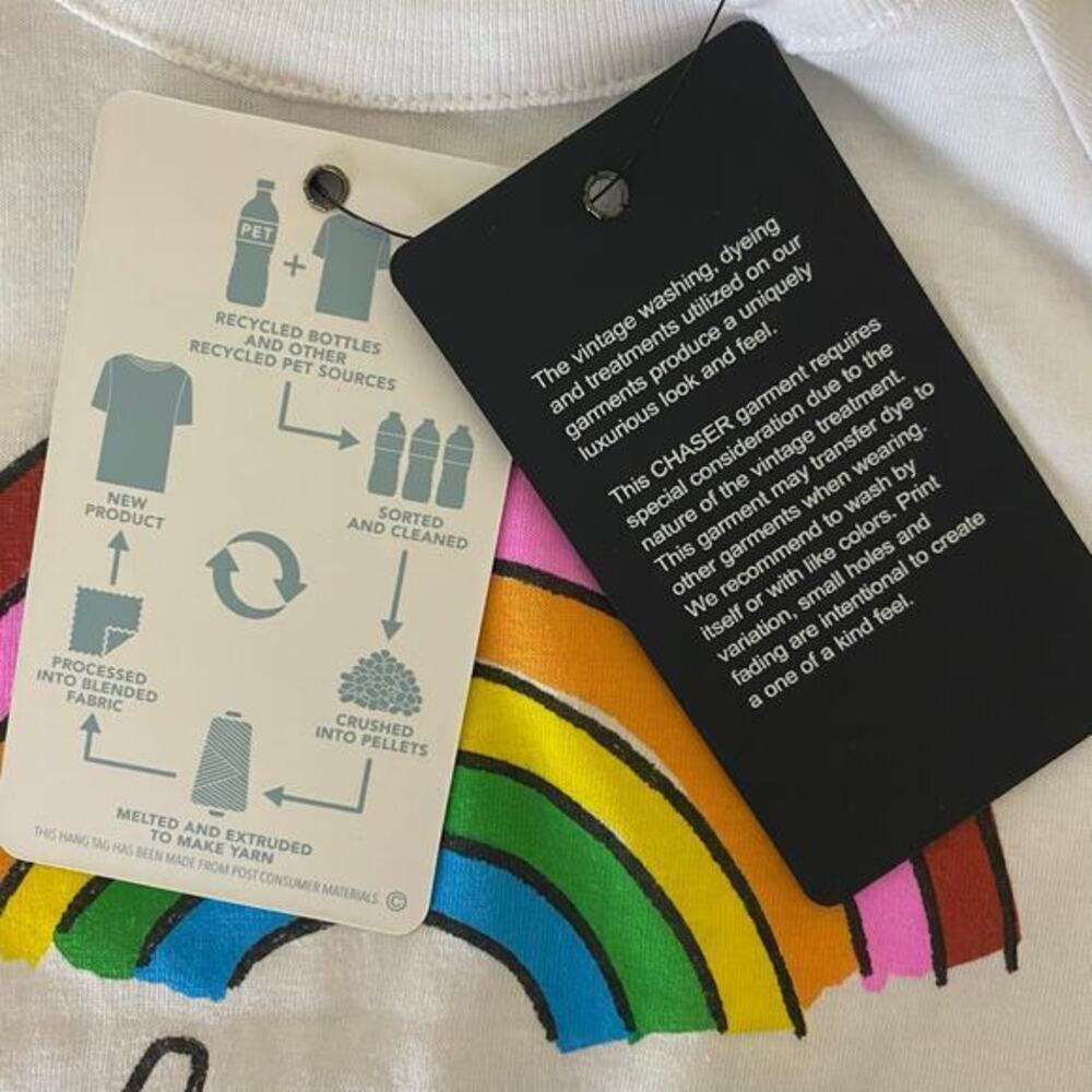 Chaser Flutter Sleeve T Shirt Girls‎ Size 3 T Rainbow Peace Graphic NWT - Picture 5 of 7